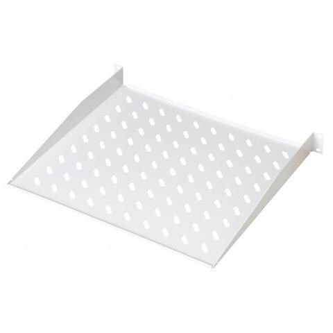Półka 1U 400mm Rack 19, 2 pkt mocowania, perforowana, szara