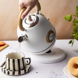 Czajnik elektryczny z termometrem, stal nierdzewna, biały z drewnem, 1,8L, 1850-2200W, KLAUSBERG, KB-9007