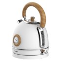 Czajnik elektryczny z termometrem, stal nierdzewna, biały z drewnem, 1,8L, 1850-2200W, KLAUSBERG, KB-9007
