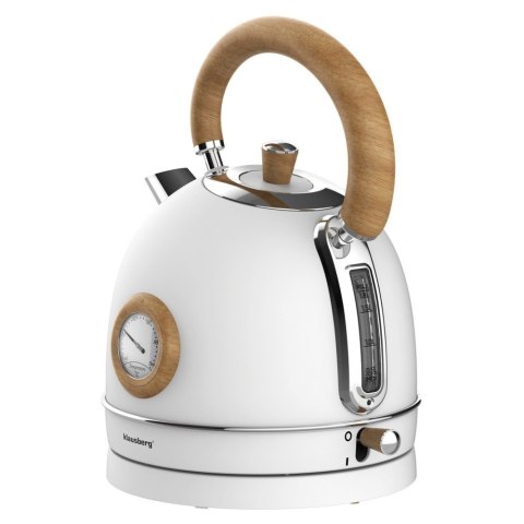 Czajnik elektryczny z termometrem, stal nierdzewna, biały z drewnem, 1,8L, 1850-2200W, KLAUSBERG, KB-9007