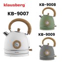 Czajnik elektryczny z termometrem, stal nierdzewna, biały z drewnem, 1,8L, 1850-2200W, KLAUSBERG, KB-9007