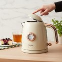 Czajnik elektryczny z termometrem, stal nierdzewna, kremowy, 1,0L, 1200W, KLAUSBERG, KB-9018