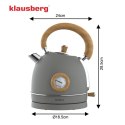 Czajnik elektryczny z termometrem, stal nierdzewna, szary z drewnem, 1,8L, 1850-2200W, KLAUSBERG, KB-9009