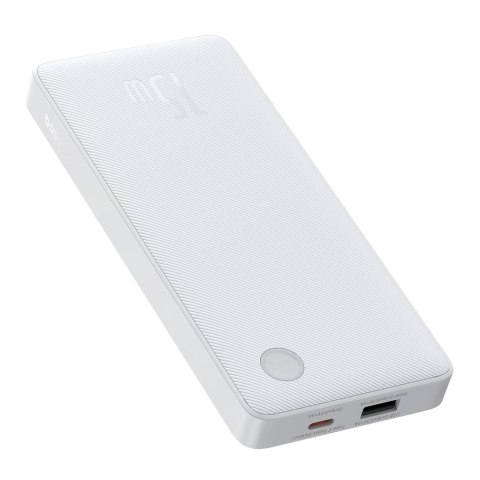 Powerbank 10000mAh 15W Airpow Lite z kablem USB-A - USB-C 30cm - biały
