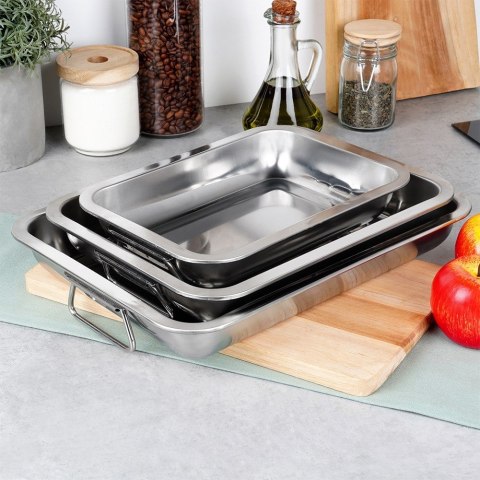 Brytfanny stalowe do pieczenia prostokątne brytfanna zestaw 3SZT VILDE 279007