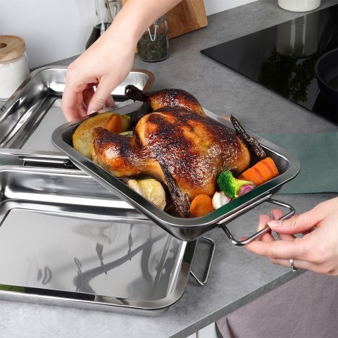 Brytfanny stalowe do pieczenia prostokątne brytfanna zestaw 3SZT VILDE 279007