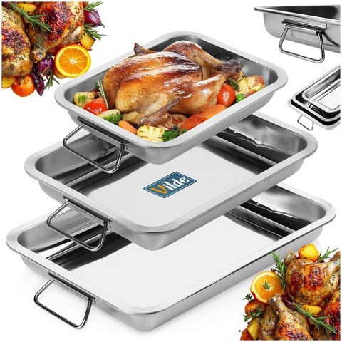 Brytfanny stalowe do pieczenia prostokątne brytfanna zestaw 3SZT VILDE 279007