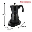Kawiarka elektryczna espresso, Zaparzacz do kawy, 300 ml, czarny, 500 W, KLAUSBERG KB-7998