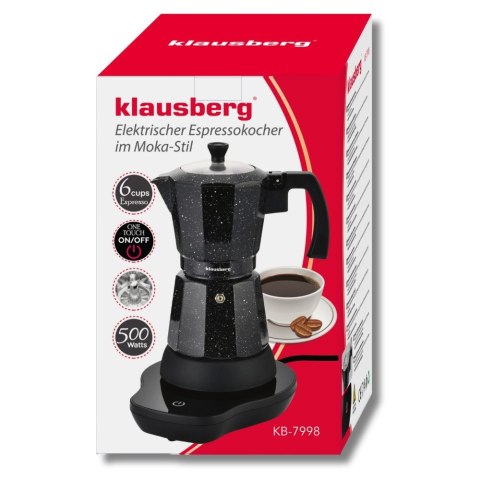 Kawiarka elektryczna espresso, Zaparzacz do kawy, 300 ml, czarny, 500 W, KLAUSBERG KB-7998