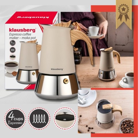 Kawiarka stalowa espresso, Zaparzacz do kawy, 200 ml, indukcja, KLAUSBERG KB-7994