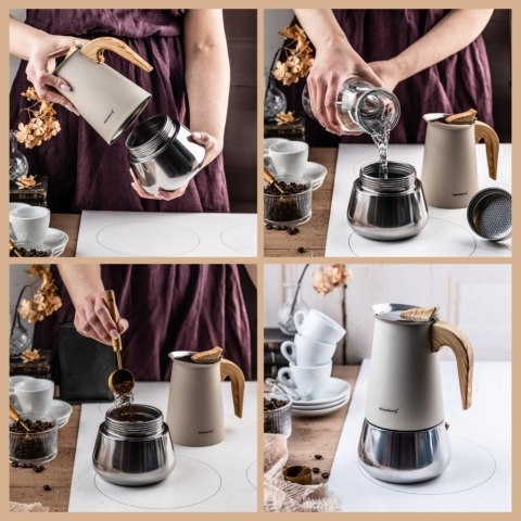 Kawiarka stalowa espresso, Zaparzacz do kawy, 450 ml, indukcja, KLAUSBERG KB-7996