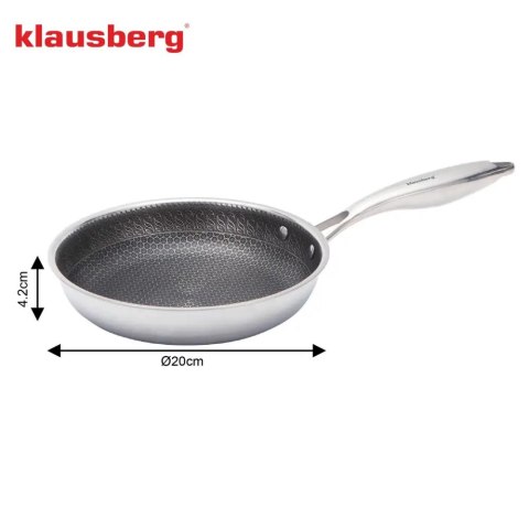 Patelnia stalowa z powłoką non-stick honeycomb, 20 cm, PFOA-Free KLAUSBERG KB-9021