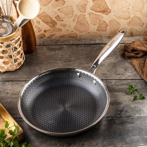 Patelnia stalowa z powłoką non-stick honeycomb, 24 cm, PFOA-Free KLAUSBERG KB-9022