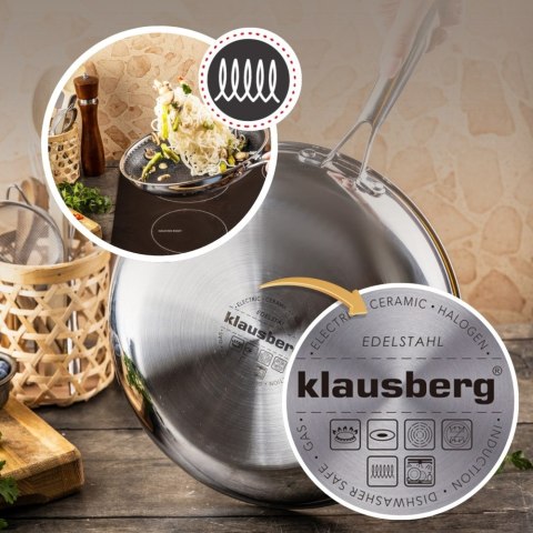 Patelnia stalowa z powłoką non-stick honeycomb, 28 cm, PFOA-Free KLAUSBERG KB-9023