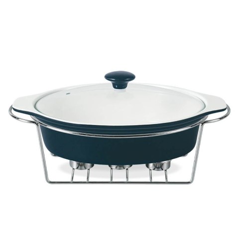 Podgrzewacz do jedzenia potraw na świeczki owalny czarny 32.5cm 1.5L MAESTRO MR-11361-74