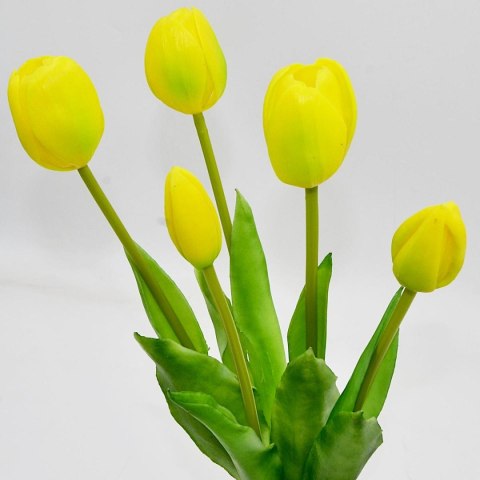 BUKIET 5 TULIPANÓW ŻÓŁTYCH 39CM JAK ŻYWYCH DEKORACJA WIOSENNA