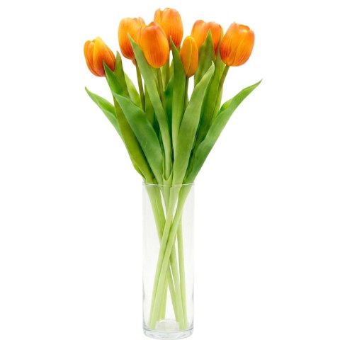 BUKIET 7 TULIPANÓW POMARAŃCZOWYCH 31CM JAK ŻYWYCH DEKORACJA WIOSENNA
