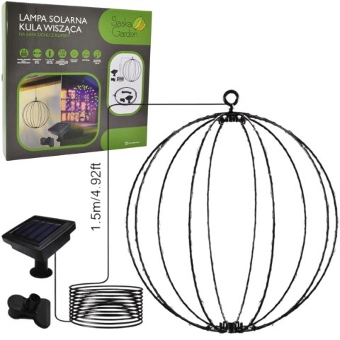 LAMPA SOLARNA WISZĄCA KULA 30CM 120 LED MULTIKOLOR