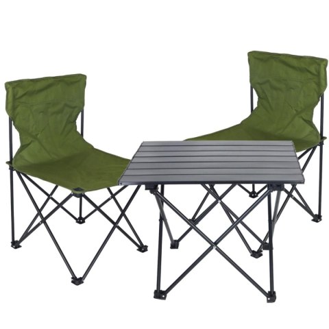 ZESTAW TURYSTYCZNY SKŁADANY 3W1 STOLIK I 2 KRZESŁA ZIELONY ENERO CAMP