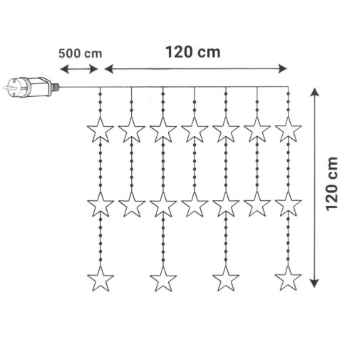 LAMPKI CHOINKOWE KURTYNA ŚWIETLNA 120x120 CM 235LED MULTIKOLOR GWIAZDKI