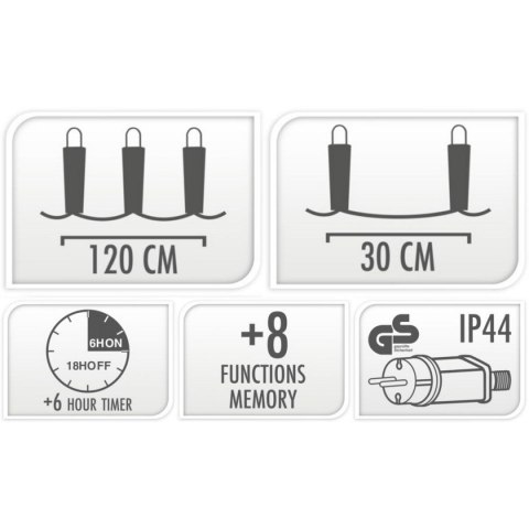 LAMPKI CHOINKOWE KURTYNA ŚWIETLNA 120x120 CM 235LED MULTIKOLOR GWIAZDKI