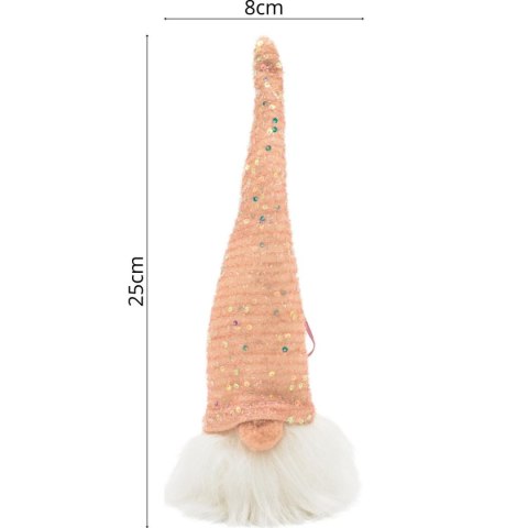 MIKOŁAJ DEKORACYJNY LED 25CM RÓŻOWY