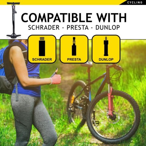 POMPKA WARSZTATOWO ROWEROWA 174Psi Z MANOMETREM CZARNA DUNLOP