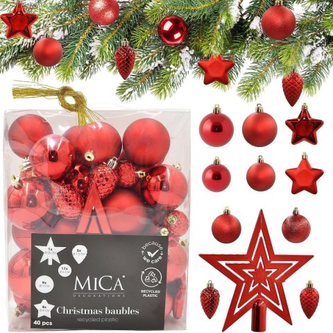 BOMBKA DEKORACYJNA PLASTIKOWA BEZPIECZNA 40SZT CZERWONY MICA