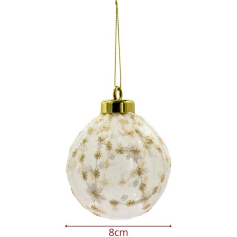 BOMBKA PLASTIKOWA BEZPIECZNA 8CM KORONKOWE ZDOBIENIE GWIAZDKI MICA