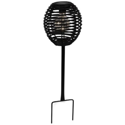 LAMPA SOLARNA KULA RATTAN CZARNA 15x52CM