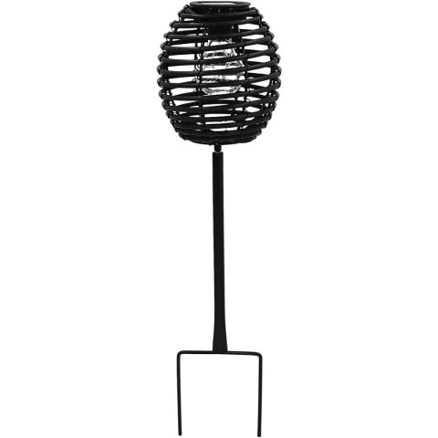 LAMPA SOLARNA KULA RATTAN CZARNA 15x52CM