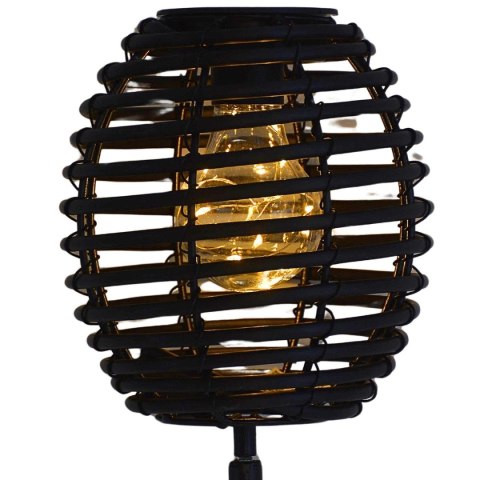 LAMPA SOLARNA KULA RATTAN CZARNA 15x52CM