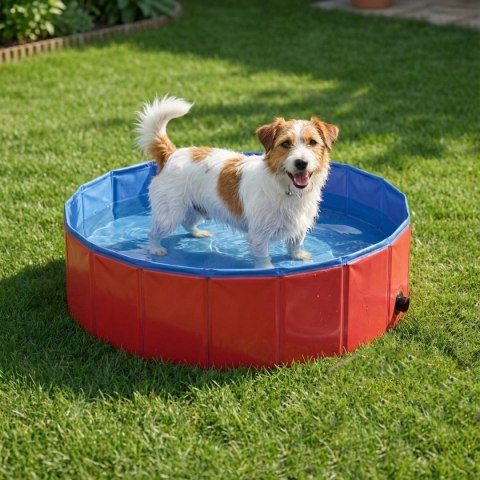 BASEN OGRODOWY SKŁADANY DLA PSA 80X30CM CZERWONY MAXPRO