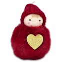 LALECZKA DEKORACYJNA Z SERDUSZKIEM 8CM W CZAPCE I FUTERKU CZERWONA