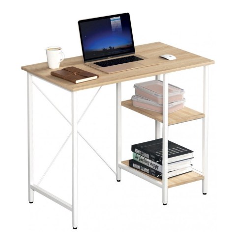 TECHLY biurko komputerowe 90x50 cm 2 półki jasny dąb ICA-TB 3672