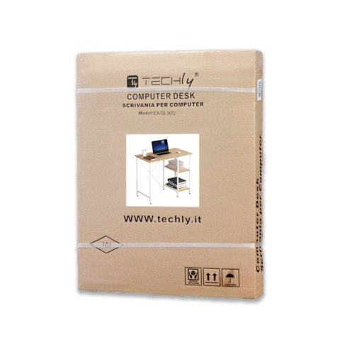 TECHLY biurko komputerowe 90x50 cm 2 półki jasny dąb ICA-TB 3672
