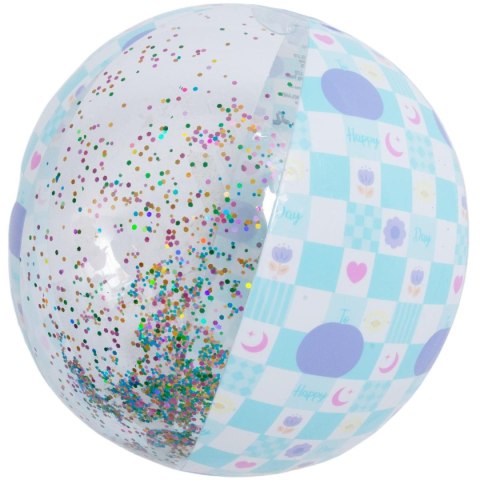 PIŁKA PLAŻOWA DMUCHANA 50CM BROKAT NIEBIESKI 53197