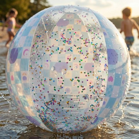 PIŁKA PLAŻOWA DMUCHANA 50CM BROKAT NIEBIESKI 53197