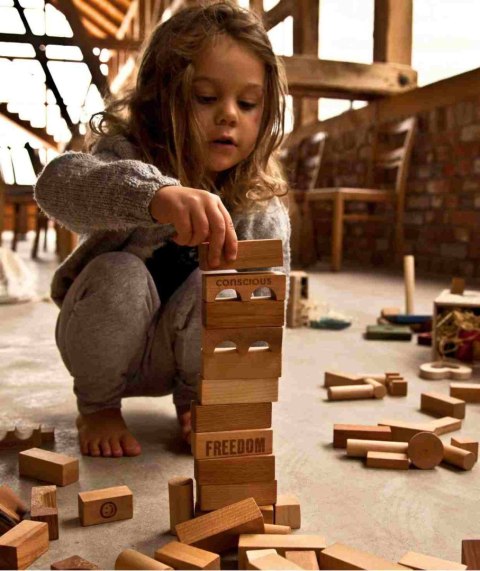 Drewniane Klocki w Worku - Surowe, 50 elementów