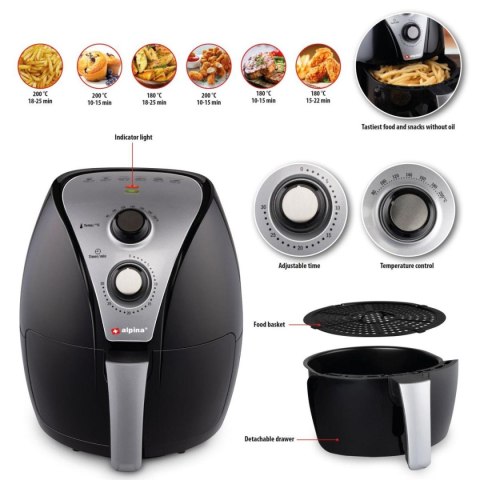 FRYTOWNICA BEZTŁUSZCZOWA 1500W 3,2L ALPINA