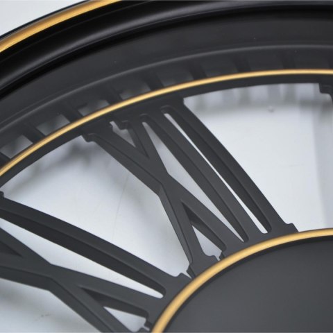 ZEGAR ŚCIENNY AŻUROWY CYFRY RZYMSKIE 48,5CM CZARNO ZŁOTY