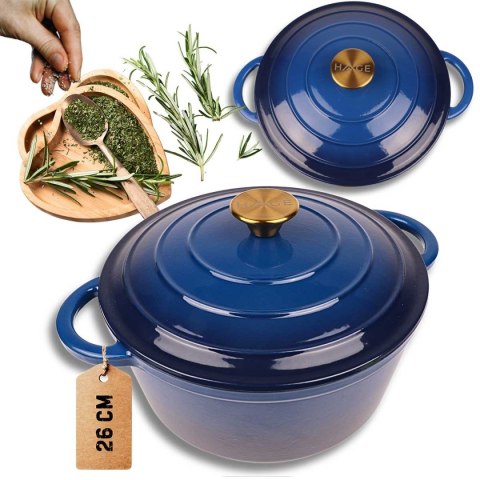EMALIOWANY GARNEK ŻELIWNY 22cm 3L HAGE NIEBIESKI