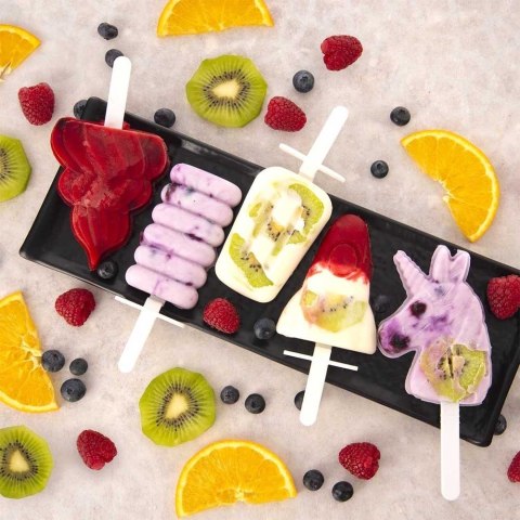 FOREMKA NA LODY SORBET FORMA DO LODÓW NA PATYKU SILIKONOWA Z POKRYWKĄ ORION 154402