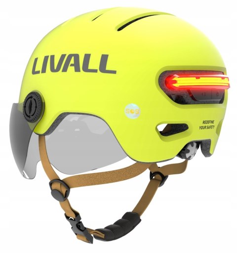 LIVALL Kask Livall L23 żółty 58-62 cm z szybką ochronną LED/SOS L23-L-LMN