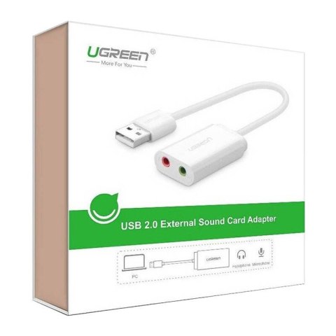 Karta dźwiękowa USB UGREEN US205 15cm (biała)