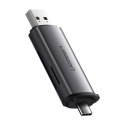 Czytnik kart UGREEN CM185 SD/microSD USB-A/USB-C (szary)