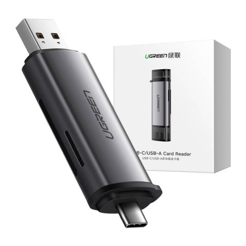 Czytnik kart UGREEN CM185 SD/microSD USB-A/USB-C (szary)