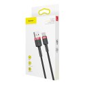 Baseus Cafule Cable wytrzymały nylonowy kabel przewód USB / USB-C QC3.0 2A 2M czarno-czerwony (CATKLF-C91)