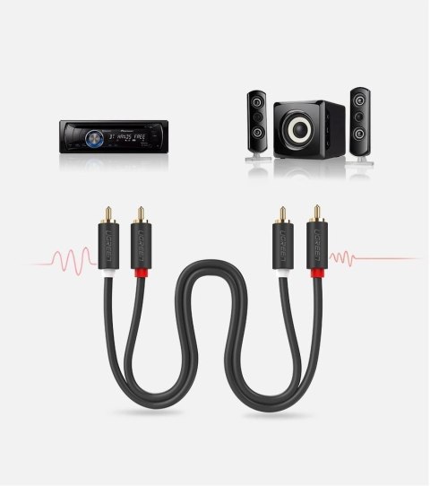 Kabel Ugreen AV104 10518 audio 2RCA (męski) / 2RCA (męski) 2m - szary