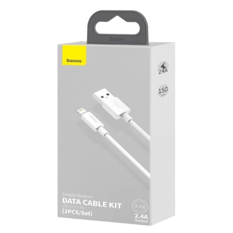 Baseus 2x kabel USB - Lightning szybkie ładowanie 1,5 m biały (TZCALZJ-02)